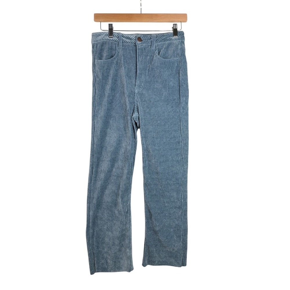 Zara Womens Blue Corduroy Straight Leg Flare Pants Size 4